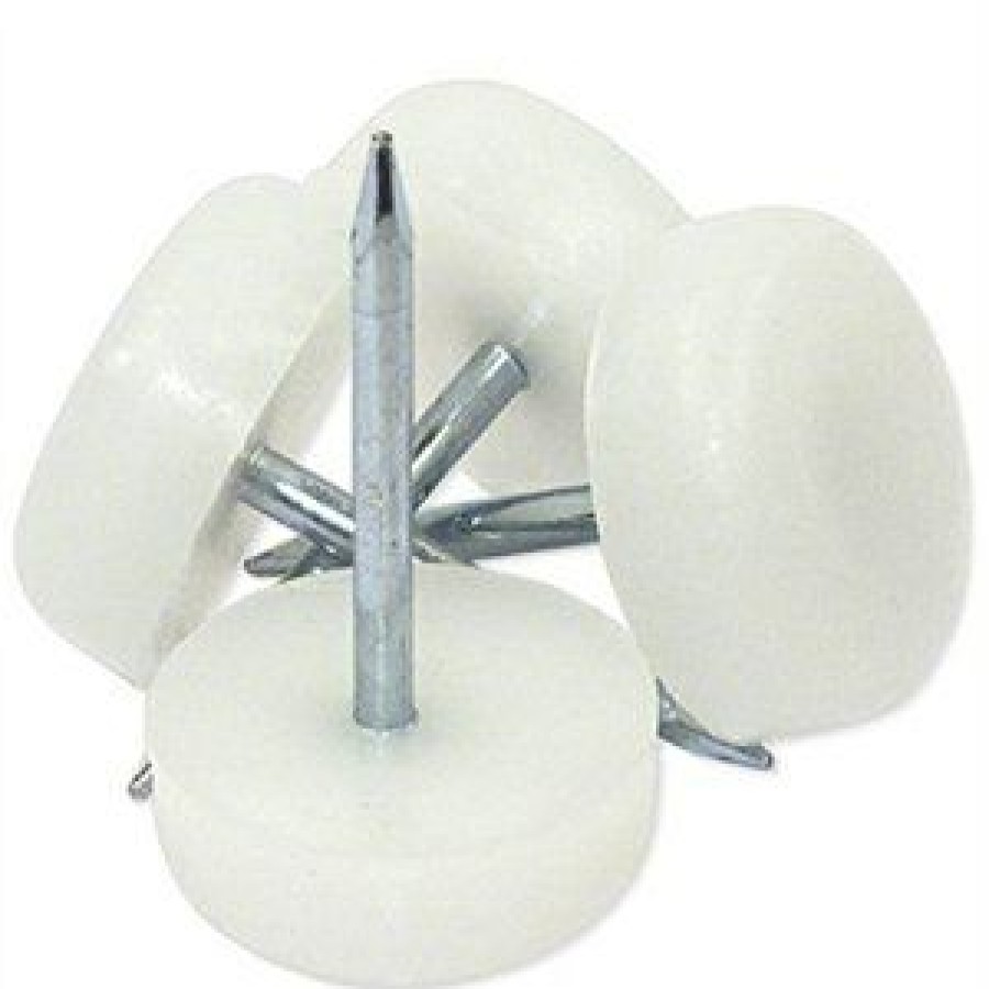 Hardware * | Furniture Glides, Nail-On, White Plastic, 3/4-In., 4-Pk. Truguard Top Selling